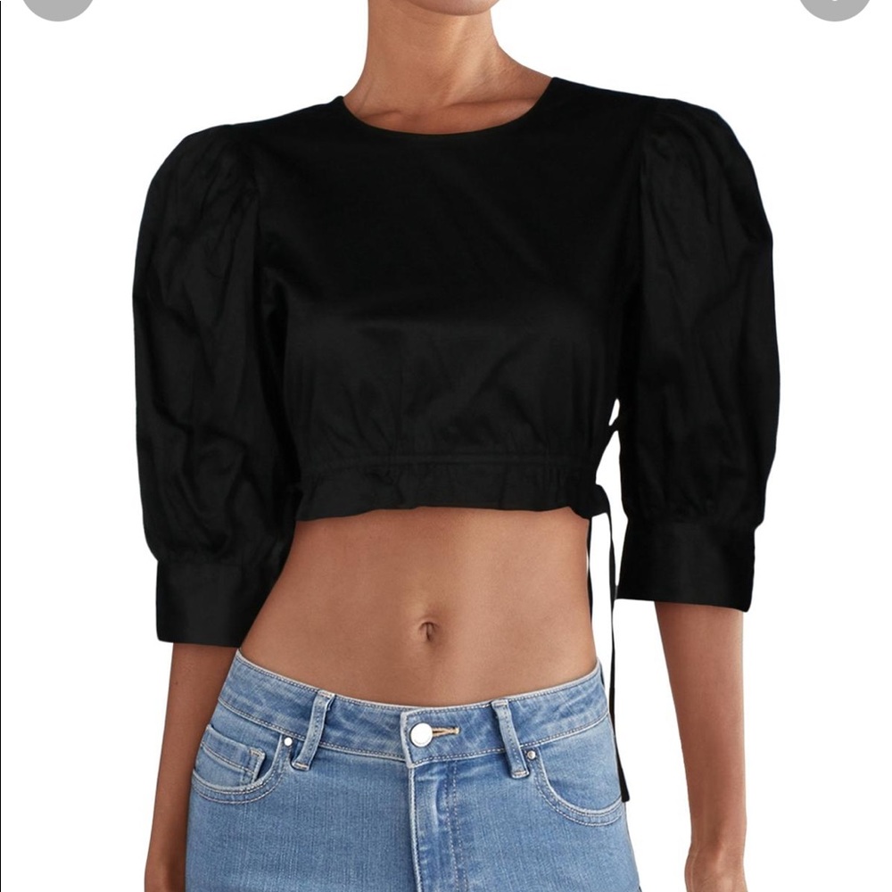 Danielle Bernstein Puff Sleeve Drawstring Hem Shi… - image 1